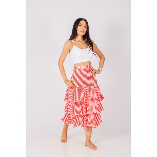 ÇİZGİLİ FIRFIRLI ETEK BOHO LOVES ELİF MISIRLI